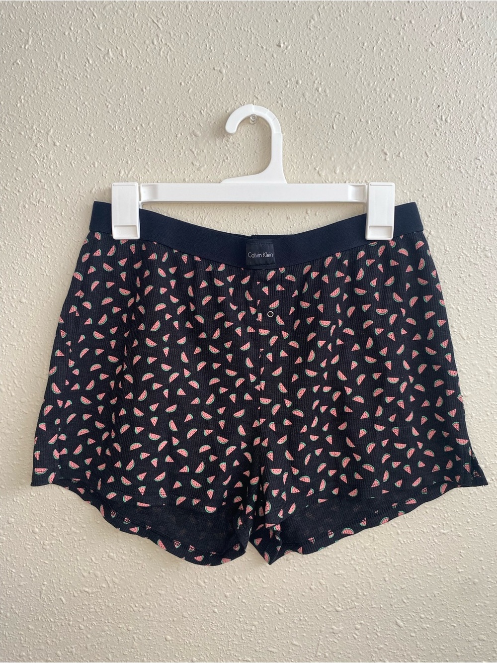 Calvin Klein Black Boxer-Style Sleep Shorts with Pink Watermelon Print